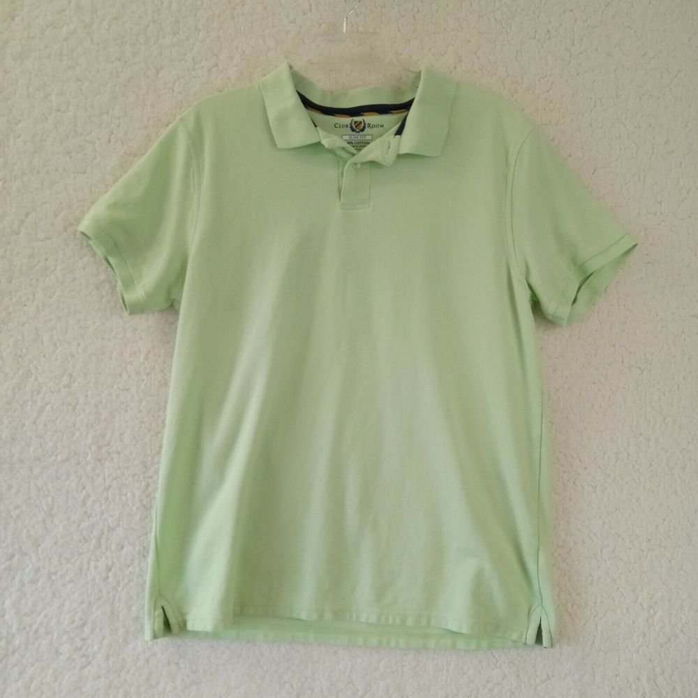 Club Room Shirt Mens Large‎ Short Sleeve Slim Fit Green Polo Golf